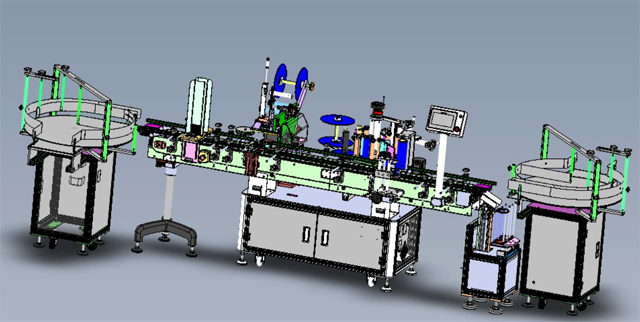 瓶身瓶蓋自動(dòng)貼標(biāo)機(jī)，頂側(cè)雙面貼標(biāo)機(jī)(圖4)