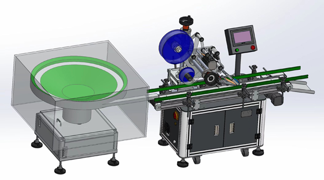 瓶蓋貼標(biāo)機(jī)帶隔音罩振動(dòng)盤下料系統(tǒng)