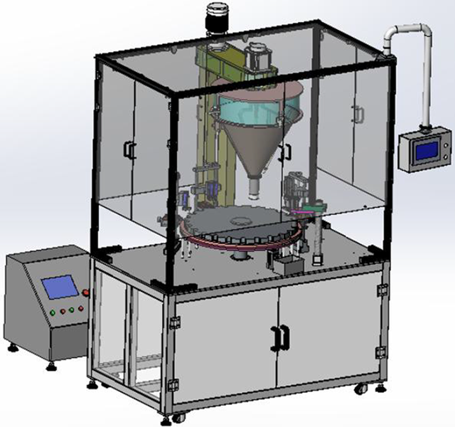 咖啡粉管灌裝壓蓋機(jī)全自動(dòng)轉(zhuǎn)盤式粉劑充填設(shè)備(圖1)